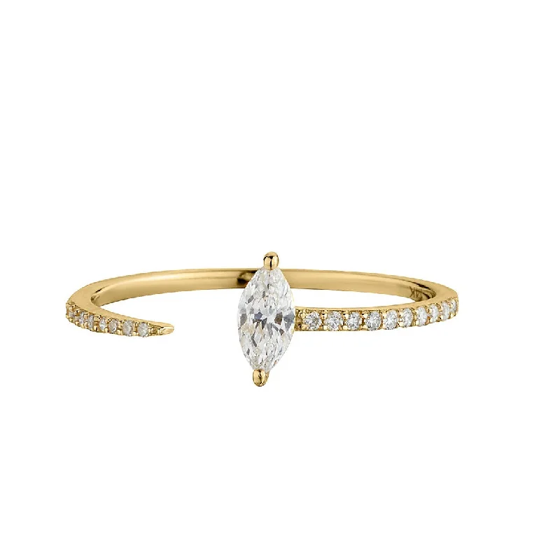 ladies engagement rings floral inspired -MARQUISE SHAPED OPEN DIAMOND BAND