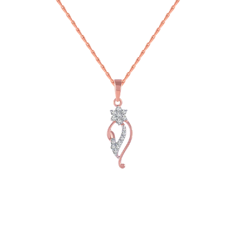 necklaces for office wear -14KT (585) Rose Gold And Diamond Pendant For Women