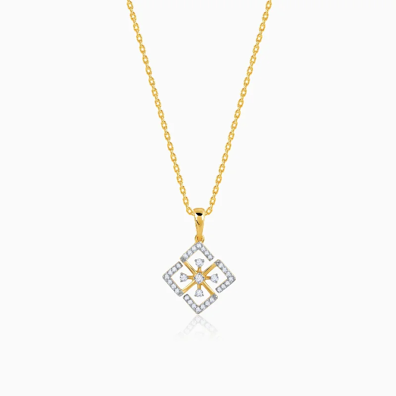 necklaces with silver pendant -Gold Losange Diamond Pendant