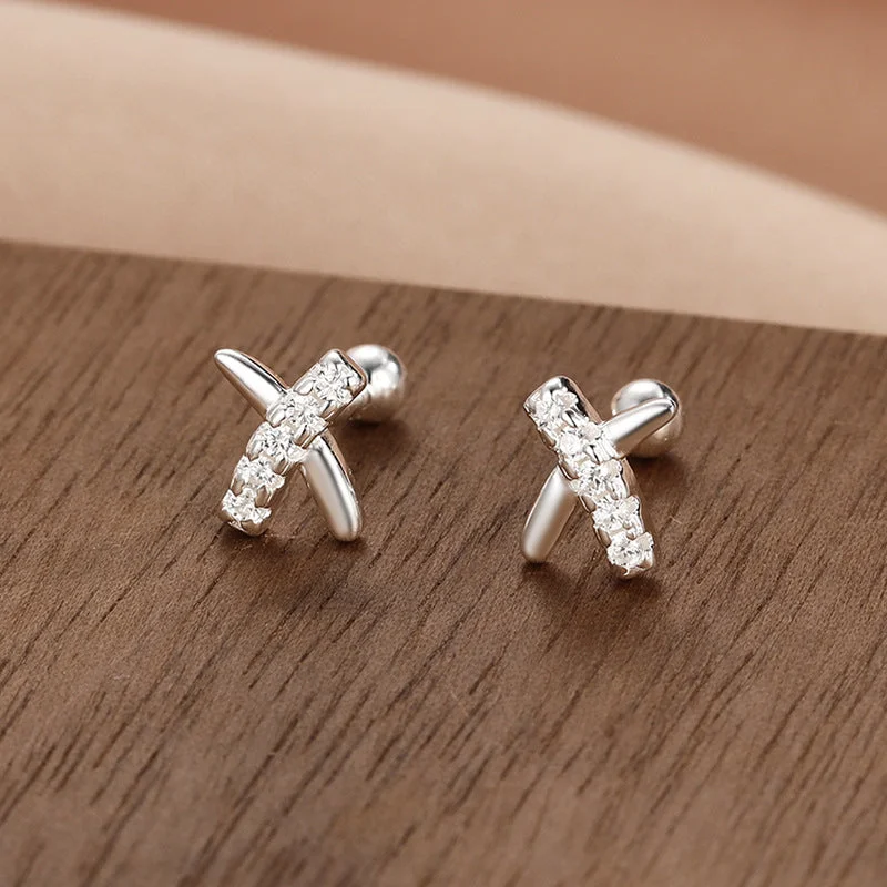 X Stud Earrings Screw Stud Earrings