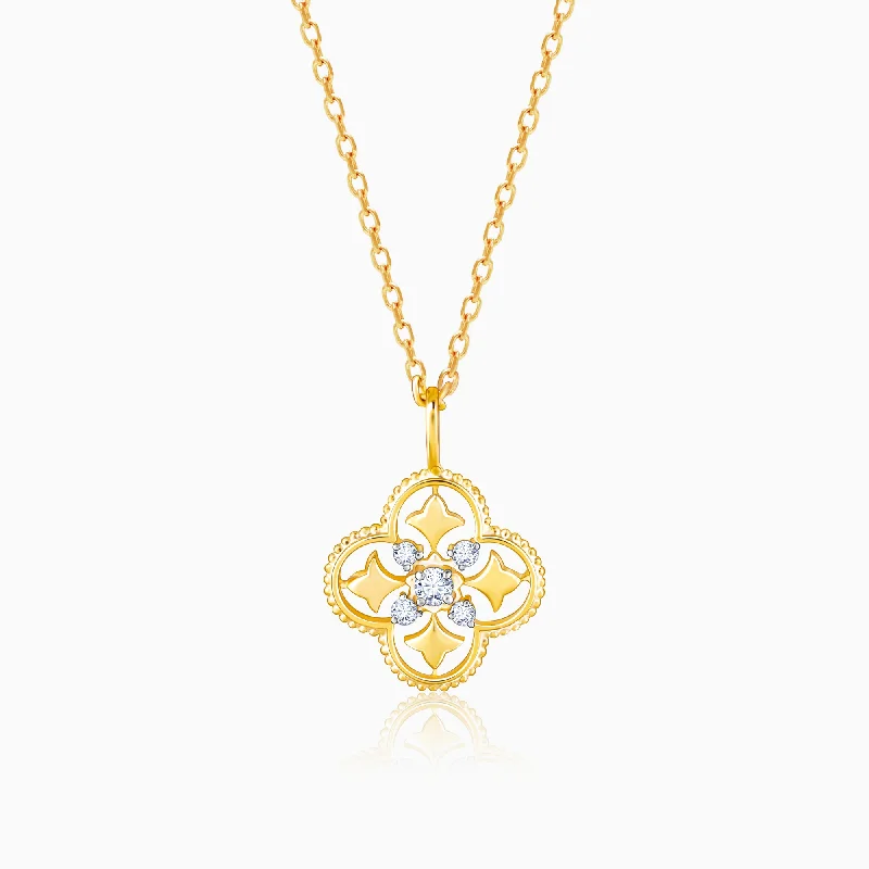 necklaces with pink sapphire -Gold Mystique Bloom Diamond Pendant