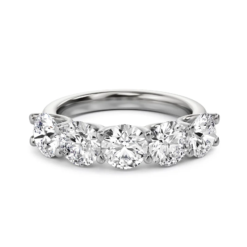 ladies engagement rings for small fingers -5 Stone Round Diamond Band