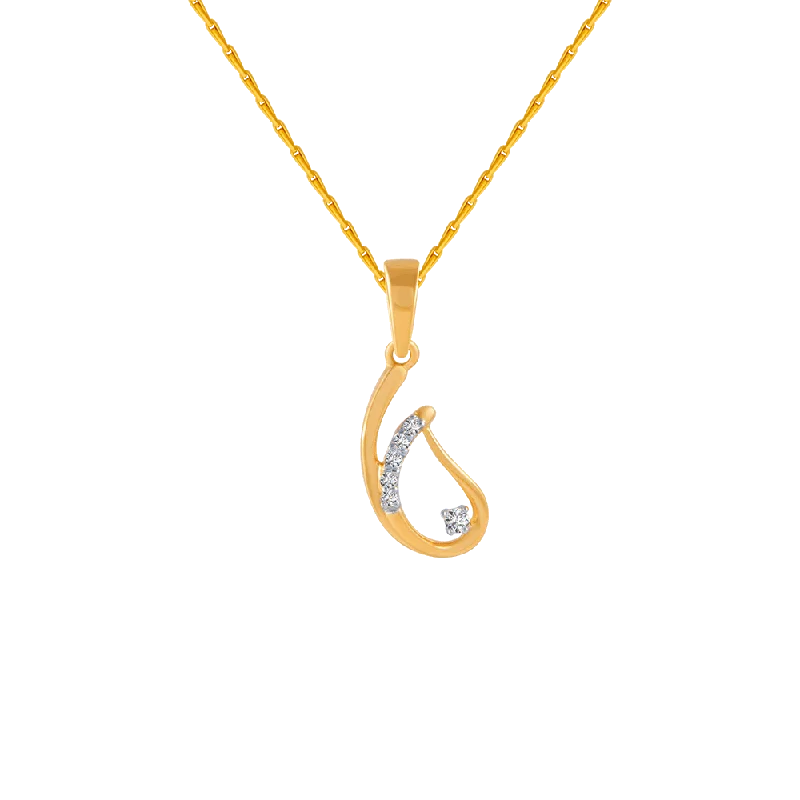 necklaces with black diamond -14KT (585) Yellow Gold And Diamond Pendant For Women