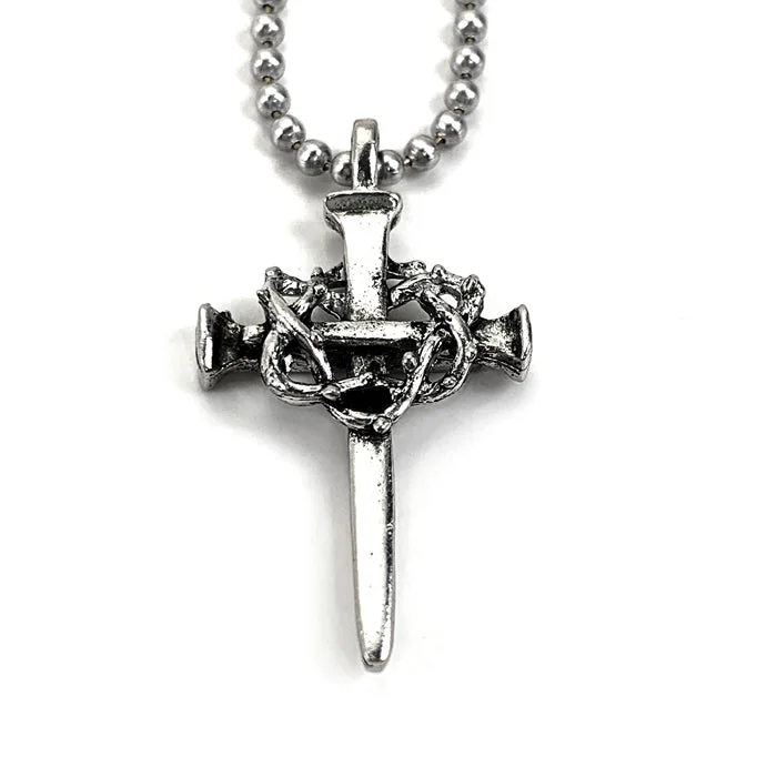 necklaces with onyx black -Nail Crown Cross Necklace