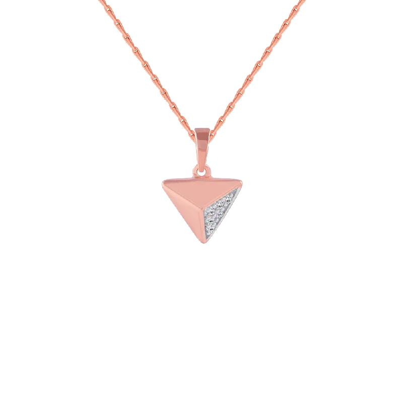 necklaces lightweight daily use -14KT (585) Rose Gold And Diamond Pendant For Women