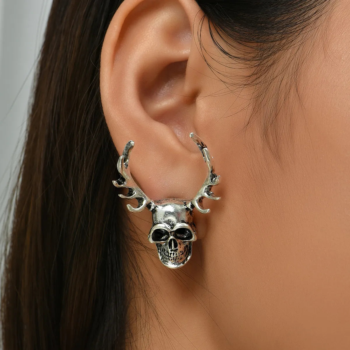 ladies earrings with arrow design -Halloween Alloy Antlers Skull Earrings Wholesale Nihaojewelry