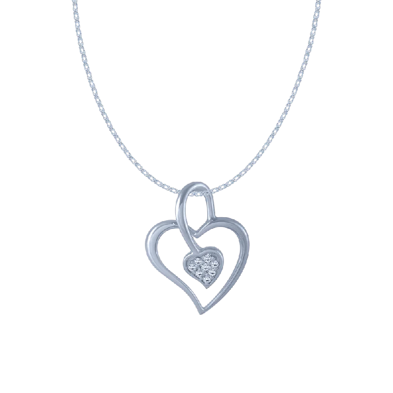 necklaces with rainbow gems -14KT (585) White Gold And Diamond Pendant For Women