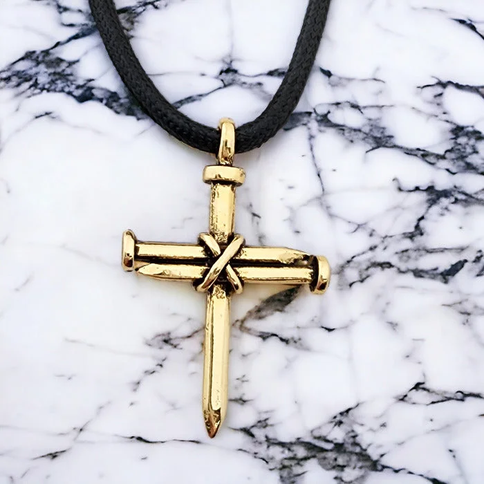 necklaces for bridal elegance -Antique Nail Cross Necklace In Gold