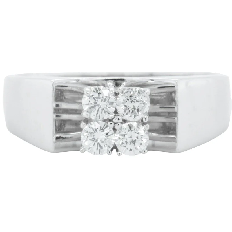 ladies engagement rings for small fingers -18k White Gold Diamond 4 Stone Band 0.35ctw G SI1-SI2 Ring Size 7.25 4.5g