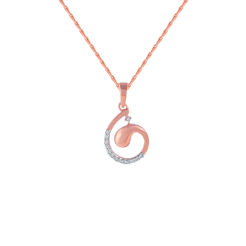 necklaces with topaz blue -14KT (585) Rose Gold And Diamond Pendant For Women