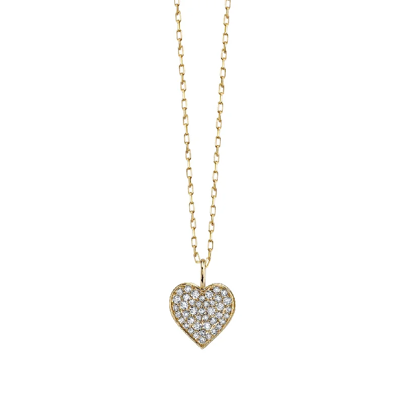 ladies engagement rings pave set stones -Gold & Diamond Mini Heart Charm