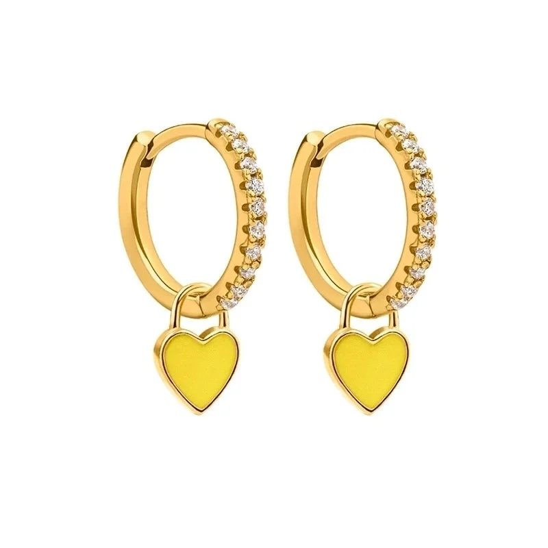 Love Heart Earrings/Yellow Gold/Yellow