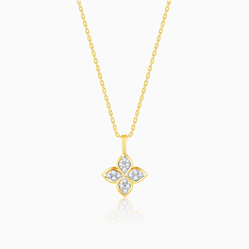 necklaces elegant gold tone -Gold Floret Diamond Pendant