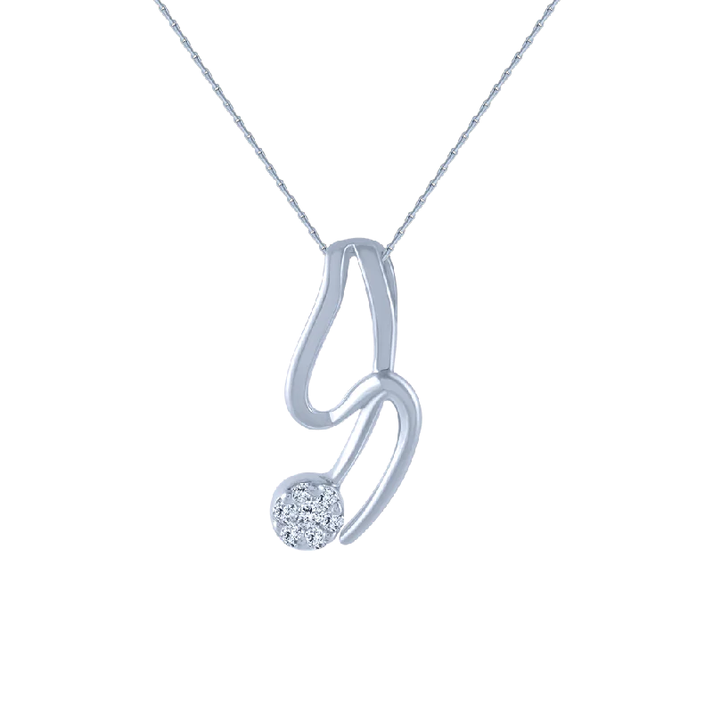 necklaces with lock charm -14k (585) White Gold And Diamond Pendant For Women