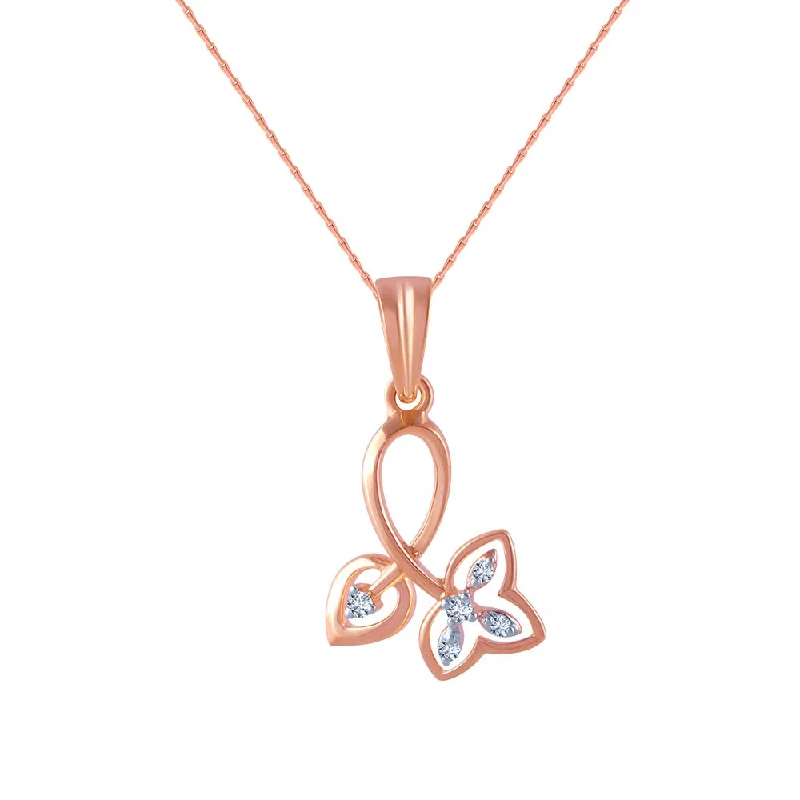 necklaces with orange garnet -14k (585) Rose Gold And Diamond Pendant For Women