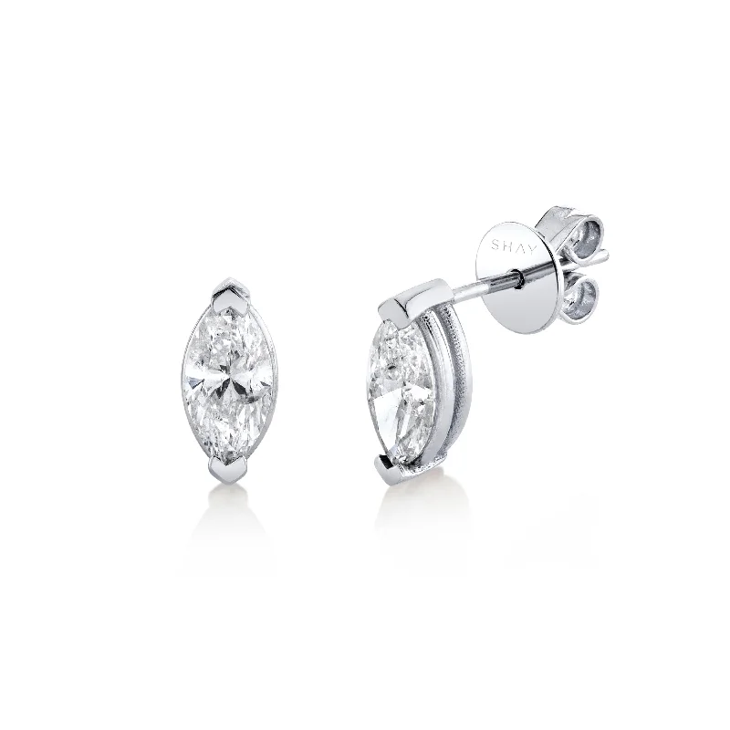 ladies engagement rings budget friendly -POINTER DIAMOND MARQUISE STUDS, 1.3cts