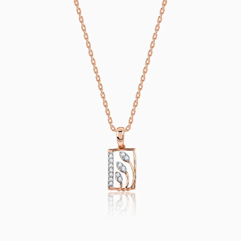 necklaces with heart charm -Rose Gold Tetragon Diamond Pendant