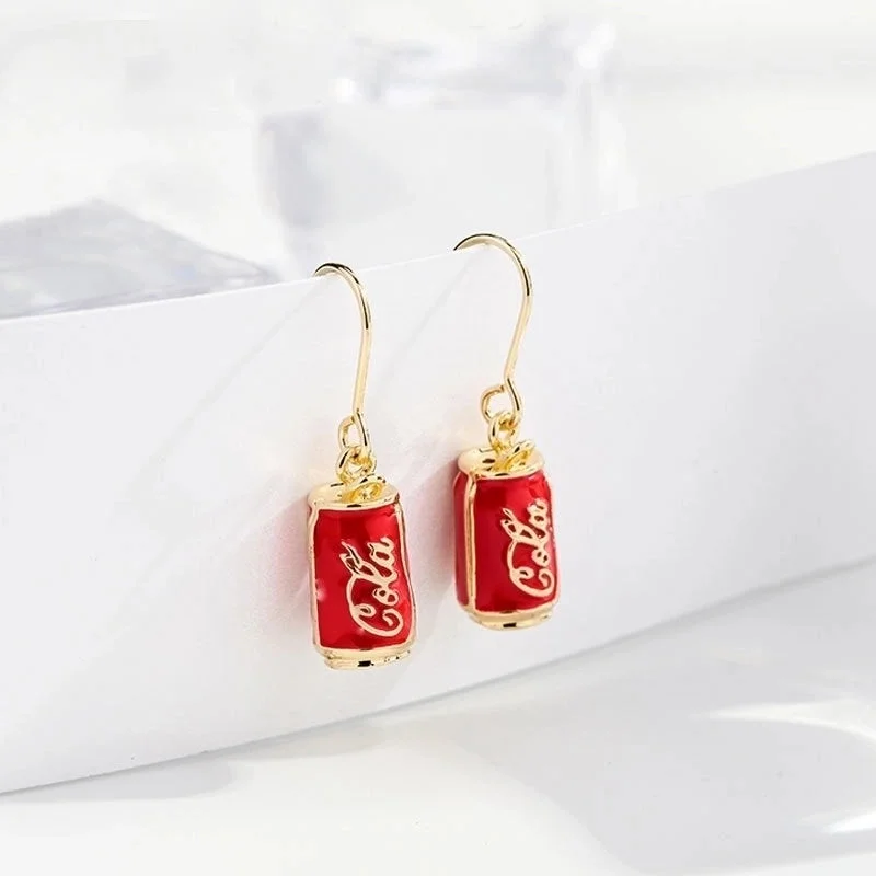 Red Small Coke Can Earrings