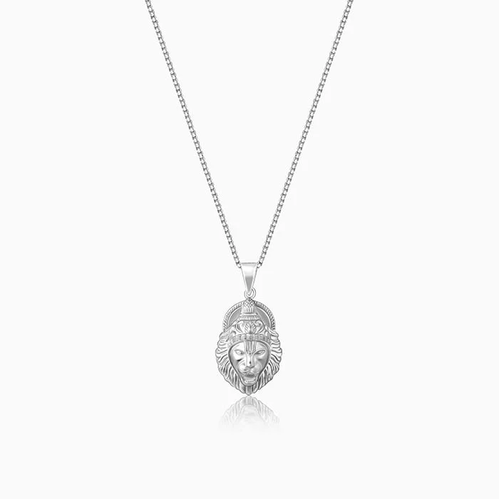 necklaces for daily elegance -Silver Ugra Narasimha Pendant   with Link Chain For Him