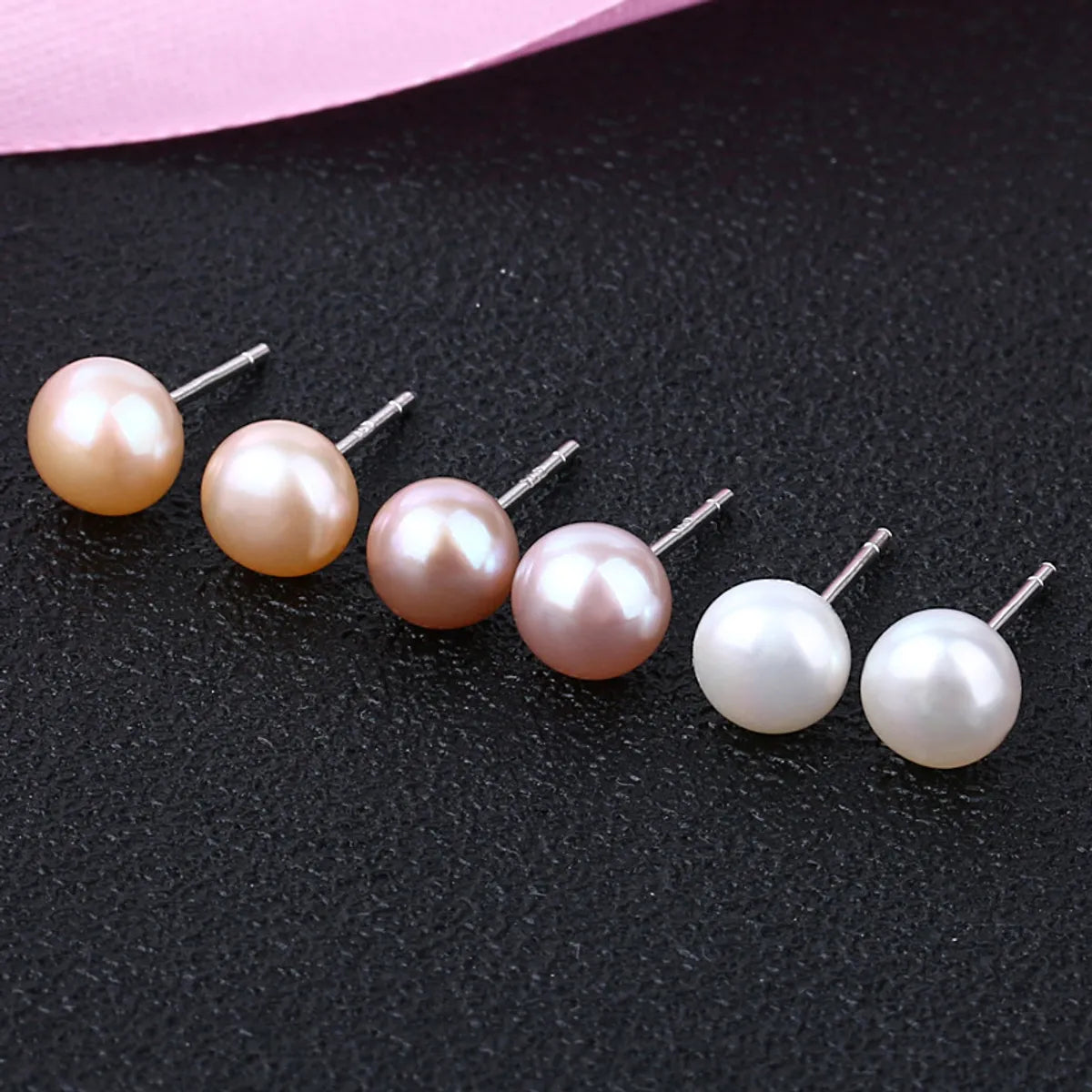 ladies earrings bold fashion statement -Fashion Geometric Sterling Silver Pearl Ear Studs 1 Pair