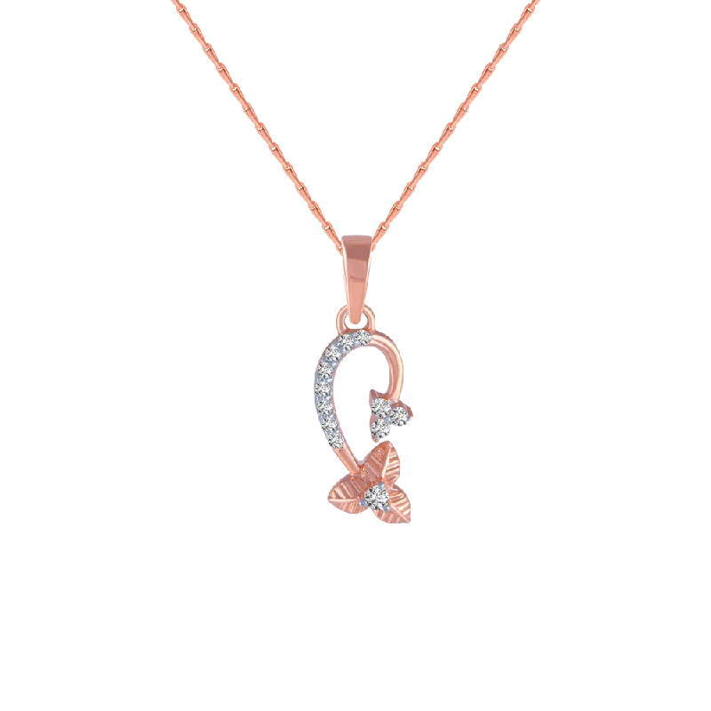 necklaces with star pendant -14KT (585) Rose Gold And Diamond Pendant For Women