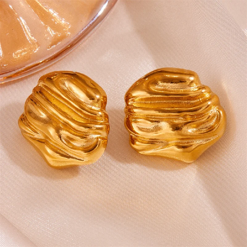 Gold Stud Earrings Rock Stripes