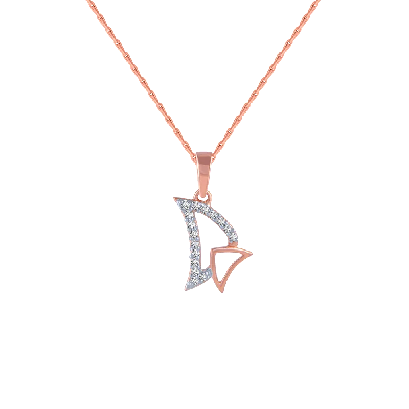 necklaces with pearl drop -14KT (585) Rose Gold And Diamond Pendant For Women