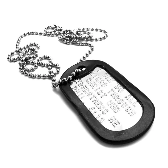 necklaces affordable luxury -I Can Do All Things Through Christ Dog Tag Necklace With Silencer