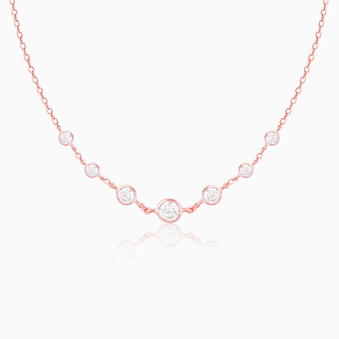 necklaces sleek modern design -Rose Gold Stoned Necklace