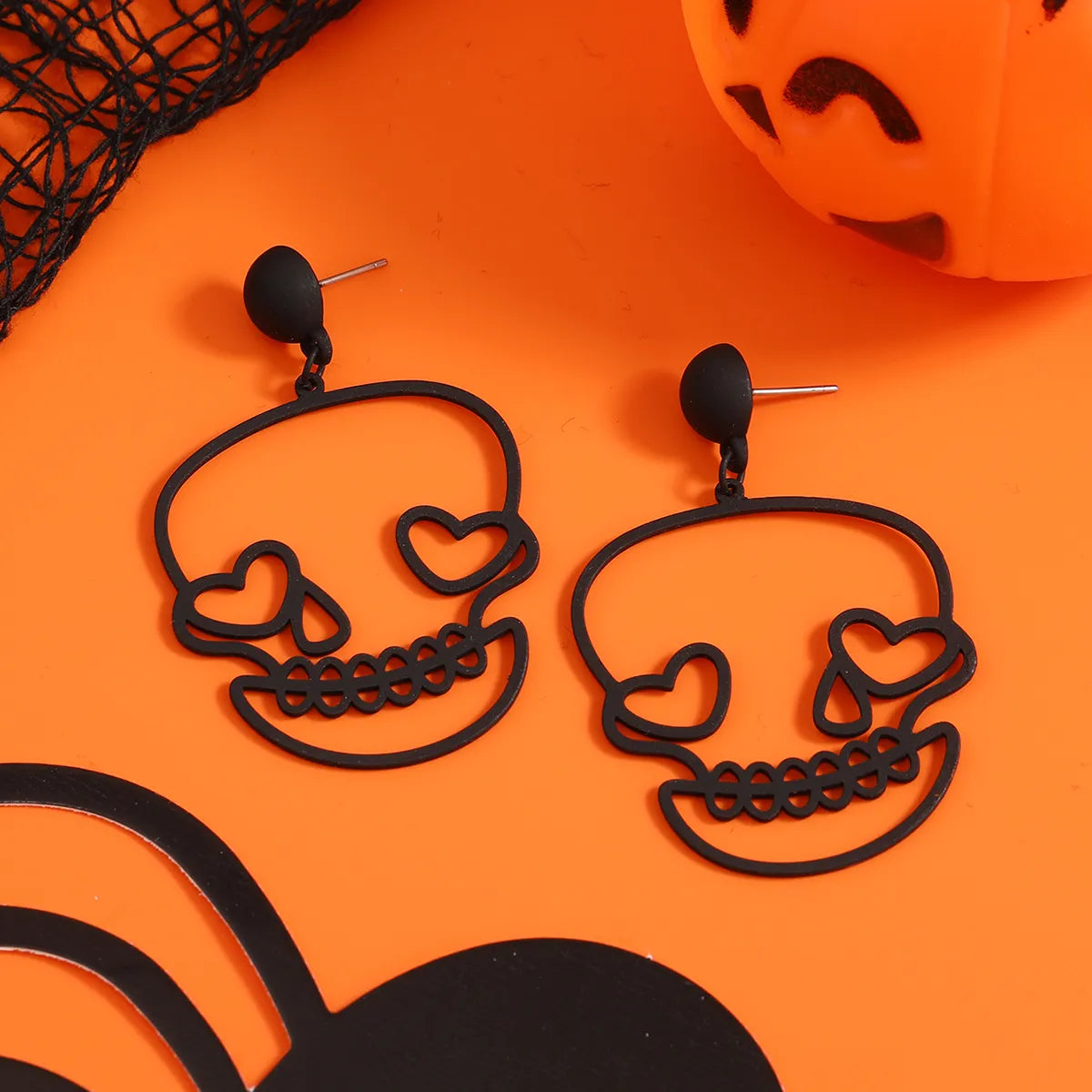 ladies earrings with shell detail -1 Pair Hip-Hop Funny Punk Skull Hollow Out Mixed Materials Drop Earrings