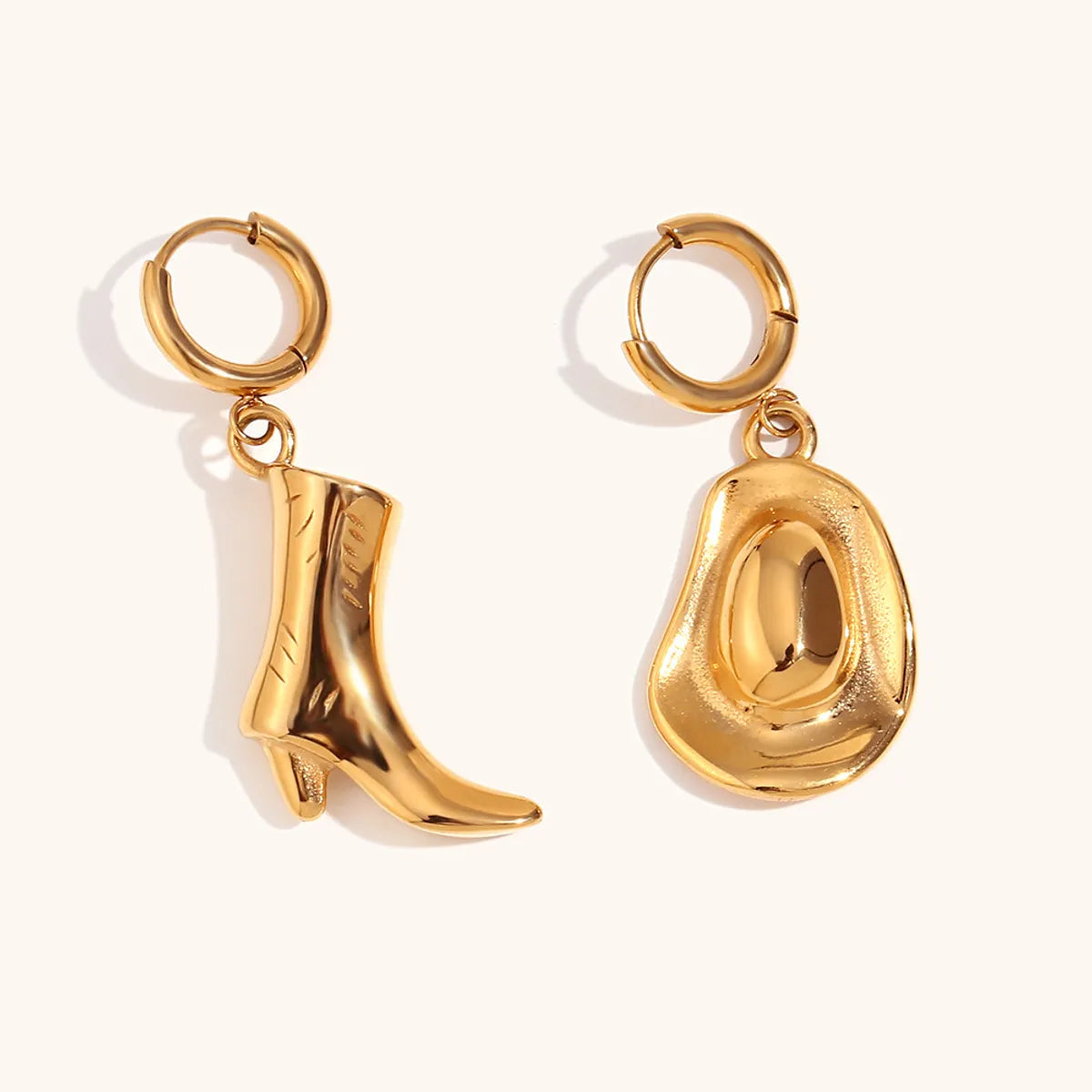 ladies earrings sleek modern style -1 Pair Simple Style Solid Color Plating Stainless Steel 18k Gold Plated Earrings