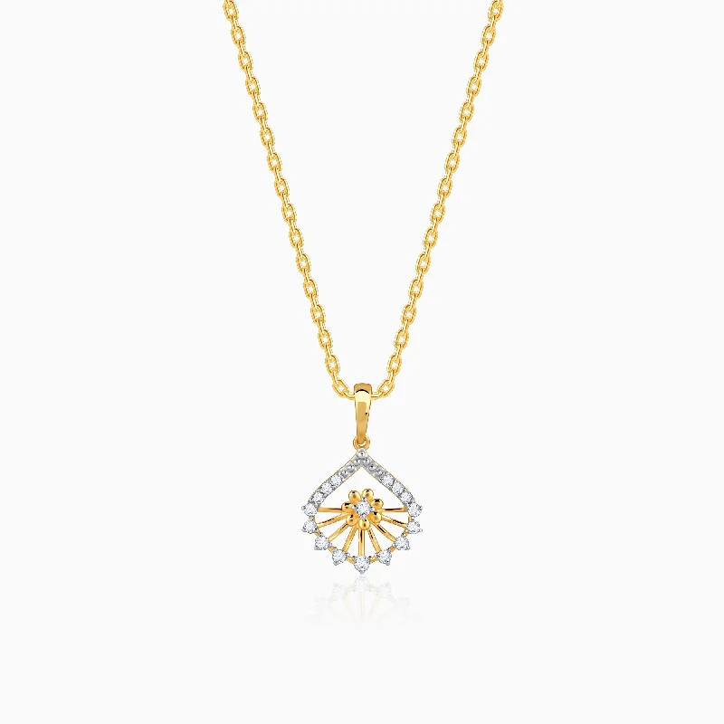 necklaces with engraved name -Gold Bright Desire Diamond Pendant