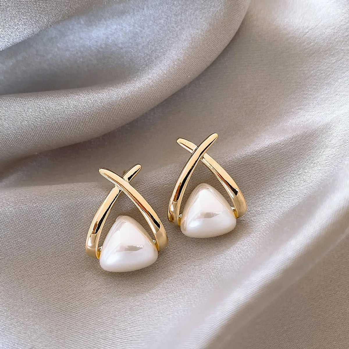 Cross Pearl Stud Earrings