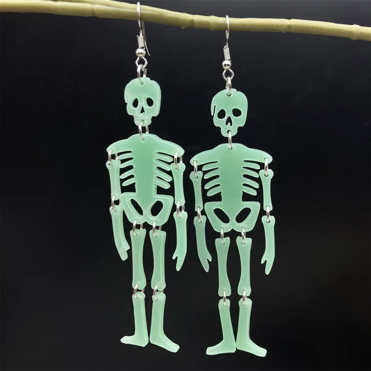 ladies earrings for gifting ideas -1 Pair Hip-Hop Funny Classic Style Skeleton Skull Printing Three-Dimensional Arylic Drop Earrings