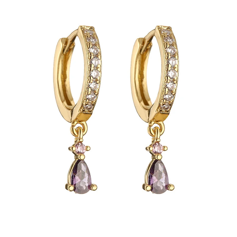 Gold Purple Diamond 1 Pair