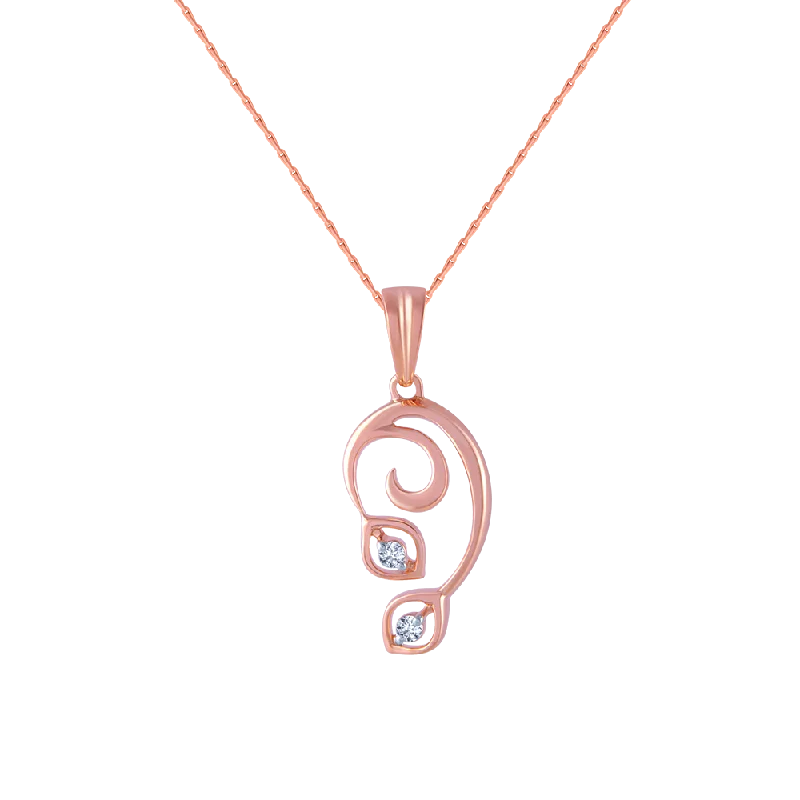 necklaces with floral charm -14k (585) Rose Gold And Diamond Pendant For Women