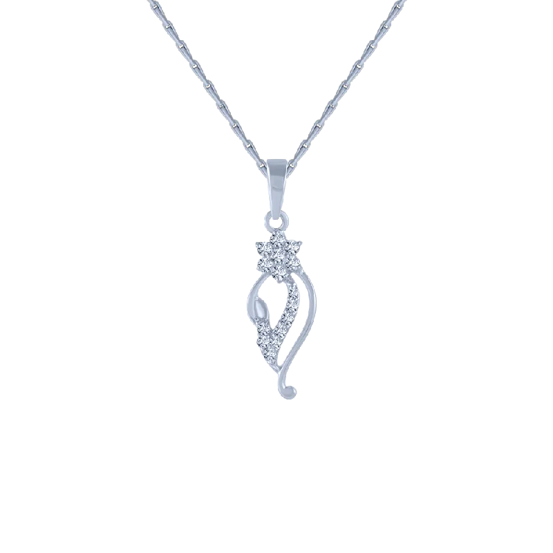 necklaces for teens trendy -14KT (585) White Gold And Diamond Pendant For Women