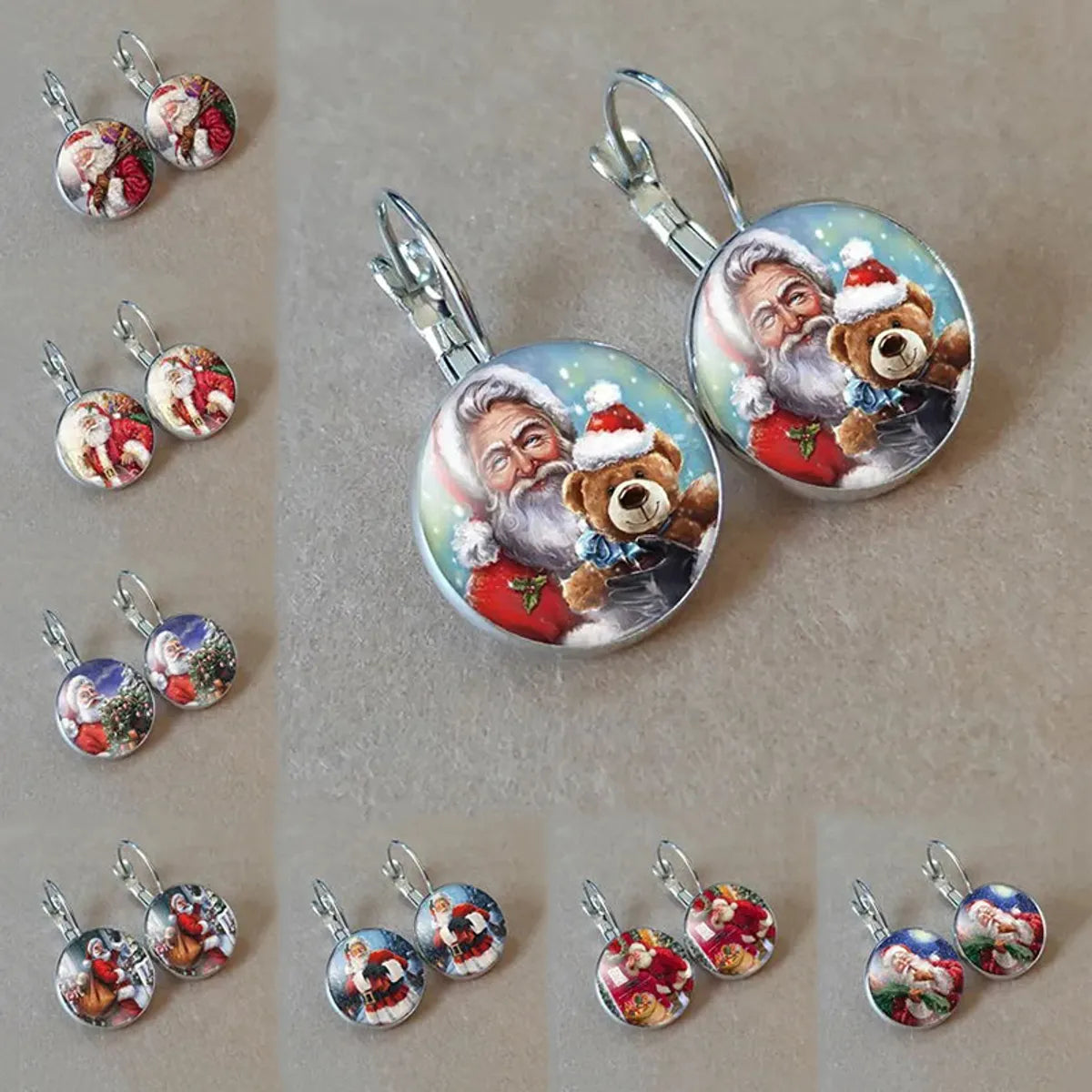 ladies earrings with citrine yellow -1 Pair Cartoon Style Santa Claus Inlay Alloy Glass Drop Earrings