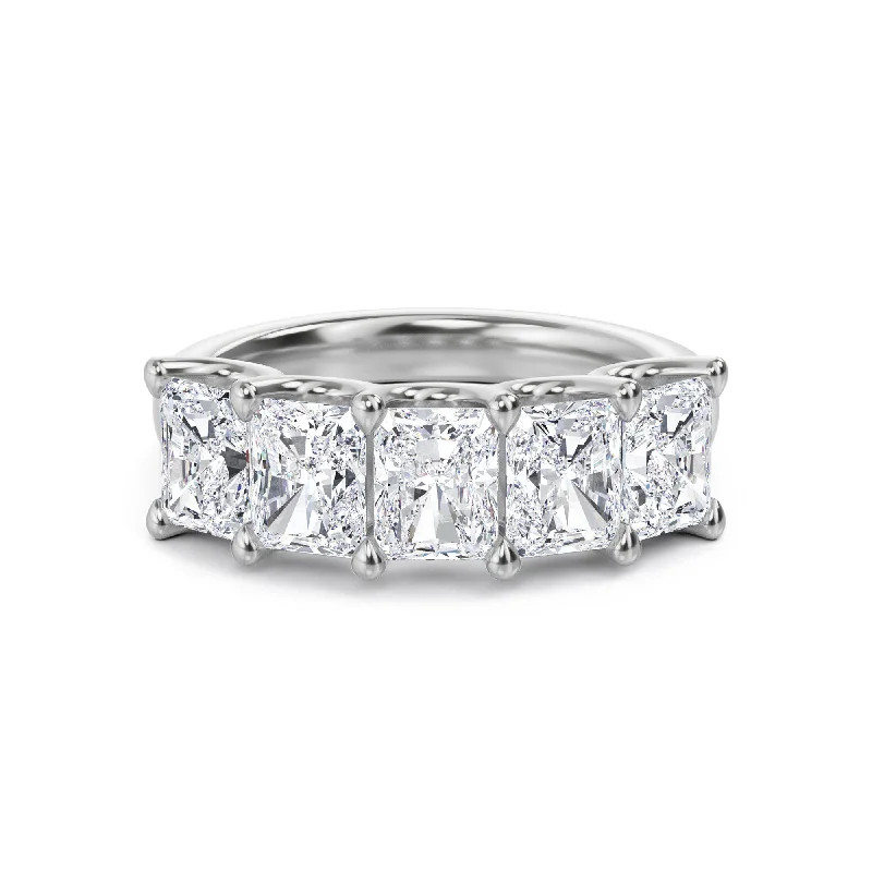 ladies engagement rings timeless classic -5 Stone Radiant Cut Diamond Band