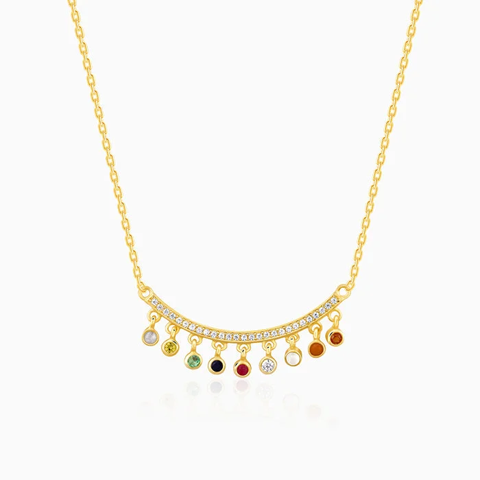 necklaces for party glamour -Golden Navratan Necklace