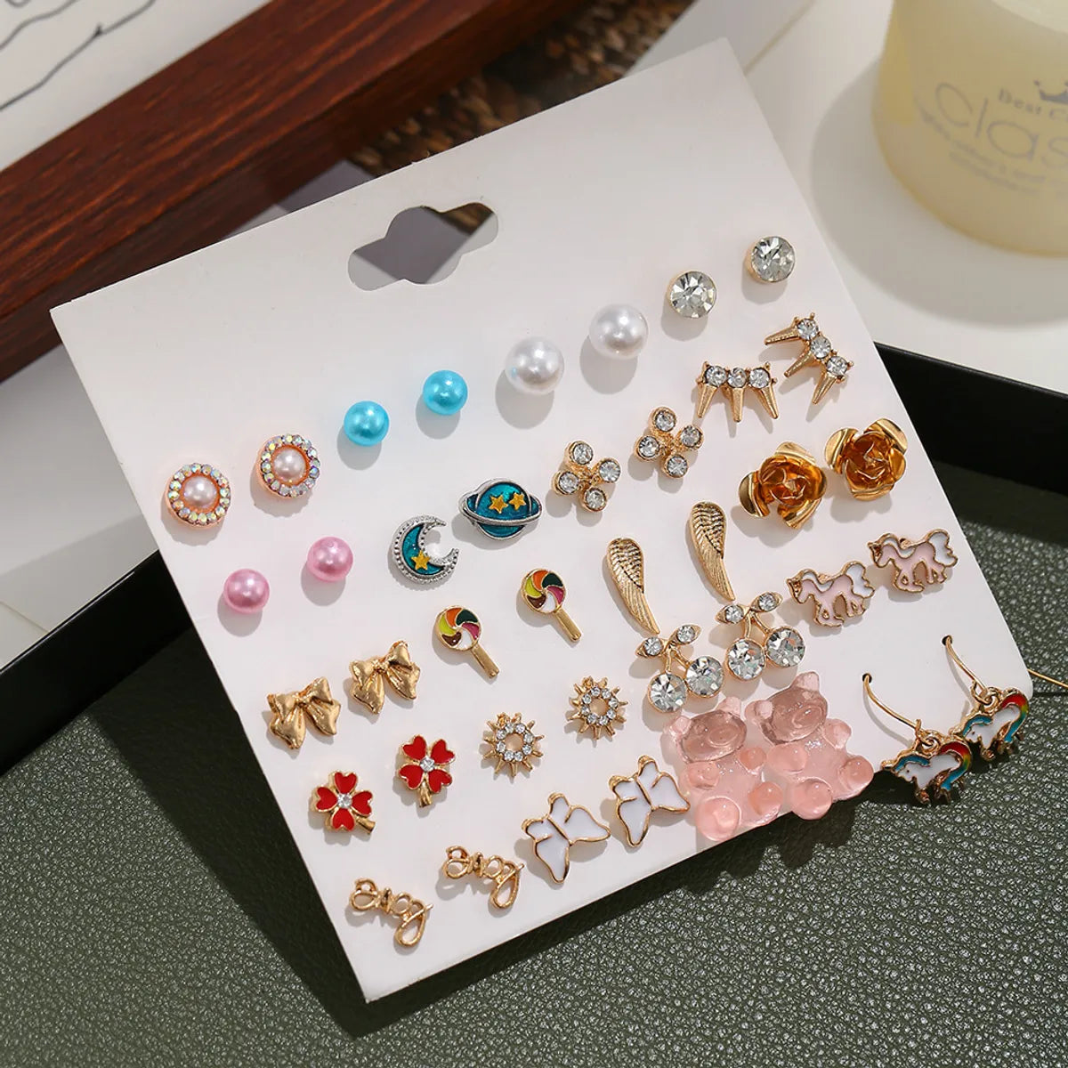 ladies earrings chandelier bold style -Korean Fashion 20 Pairs Of Earrings Set  Butterfly Earrings Wholesale