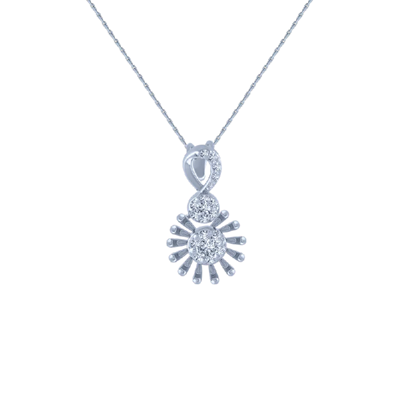 necklaces with black diamond -14k (585) White Gold And Diamond Pendant For Women