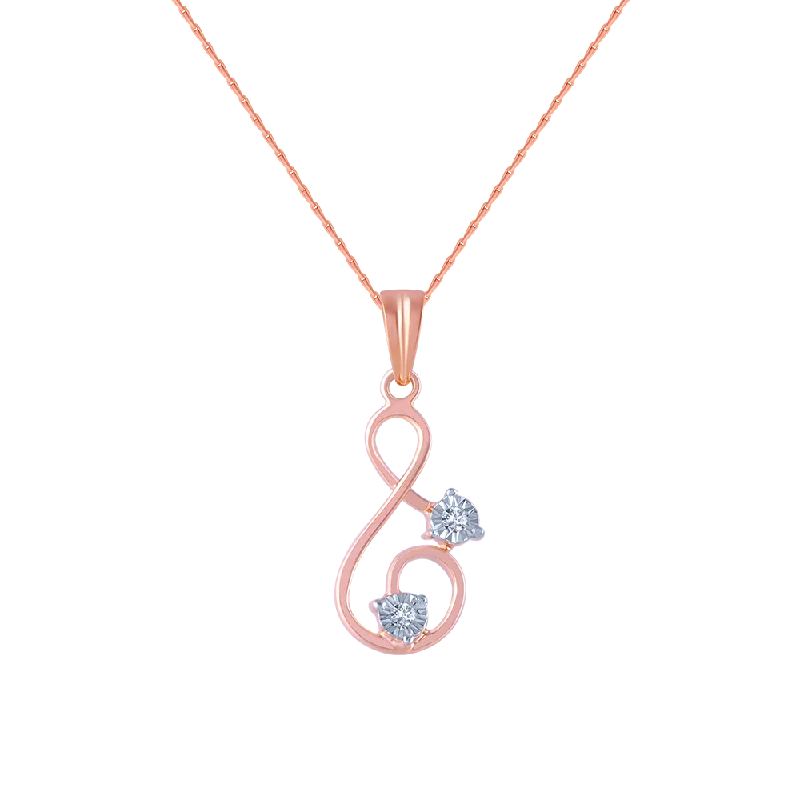 necklaces for men leather style -14k (585) Rose Gold And Diamond Pendant For Women