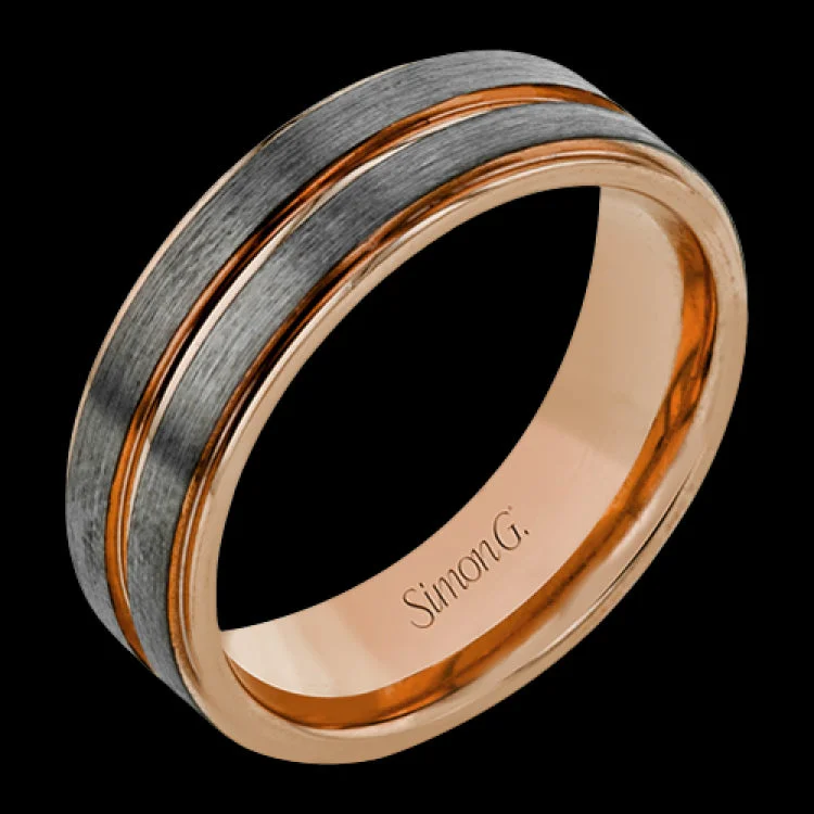 ladies rings layered stackable look -This two-tone 14k men's ring is an updated take on a classic style with yellow and gray gold creating a unique look.