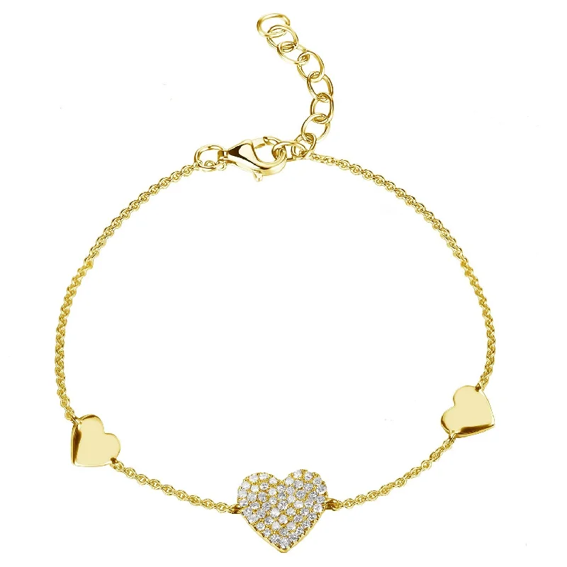 bracelets with birthstone accent -14k Gold & Diamond Heart Bracelet