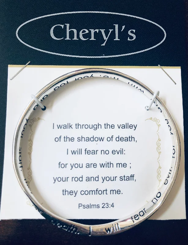 bracelets with pink tourmaline -Psalms 23:4 hard bangle Bracelet