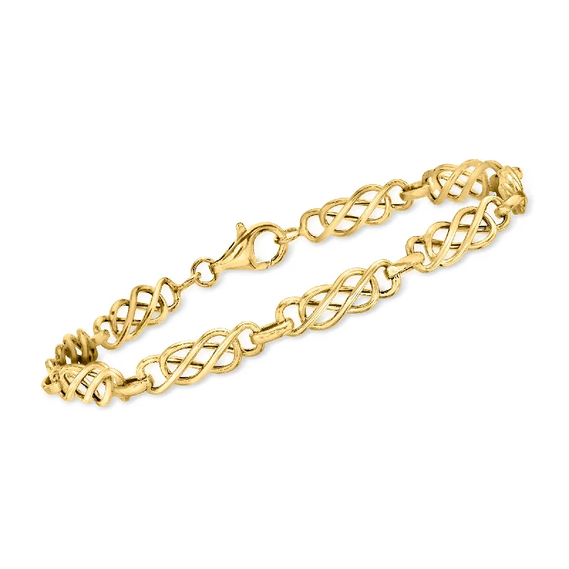 bracelets for fashion lovers -Ross-Simons 14kt Yellow Gold Double-Infinity Link Bracelet