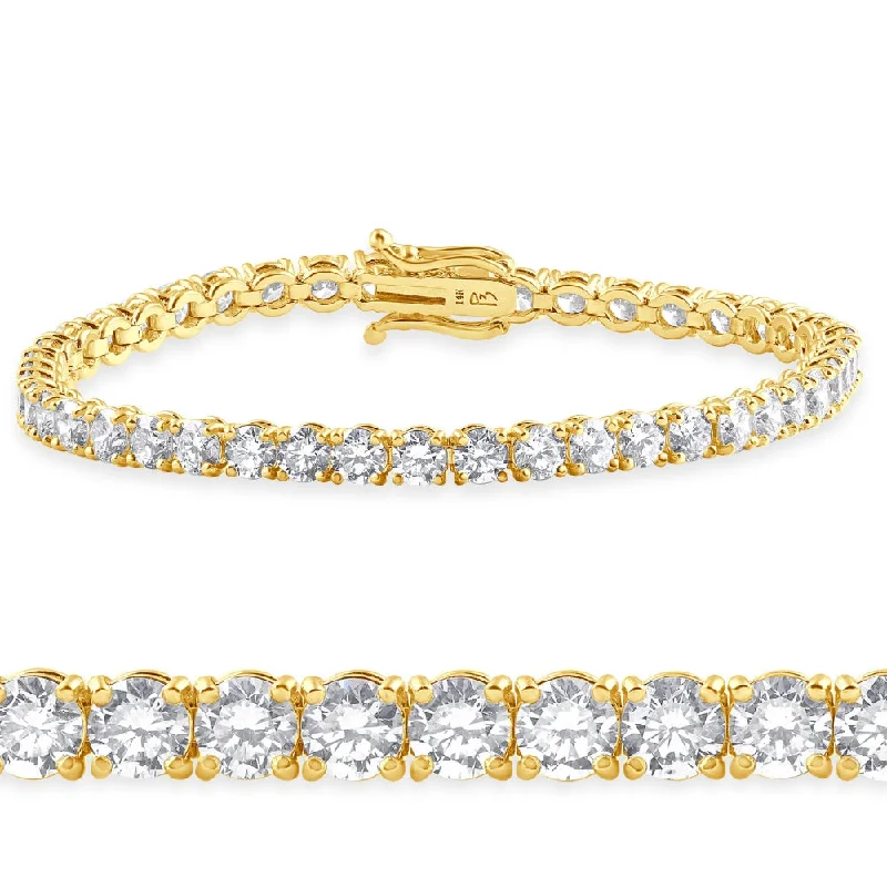 bracelets for beach wear -10 Ct Lab Grown Diamond Tennis Bracelet 14K Yellow Gold 7"