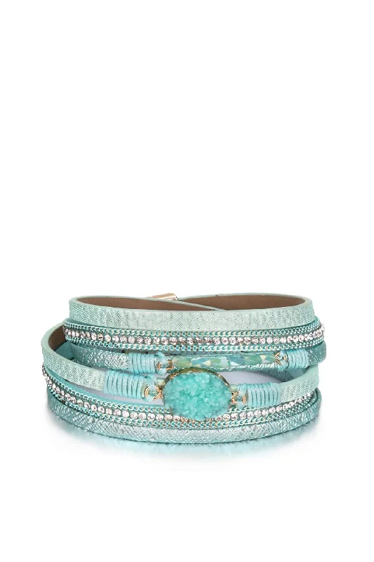 bracelets with yellow citrine -18K Gold Aqua Blue Quartz Multi Wrap Bracelet