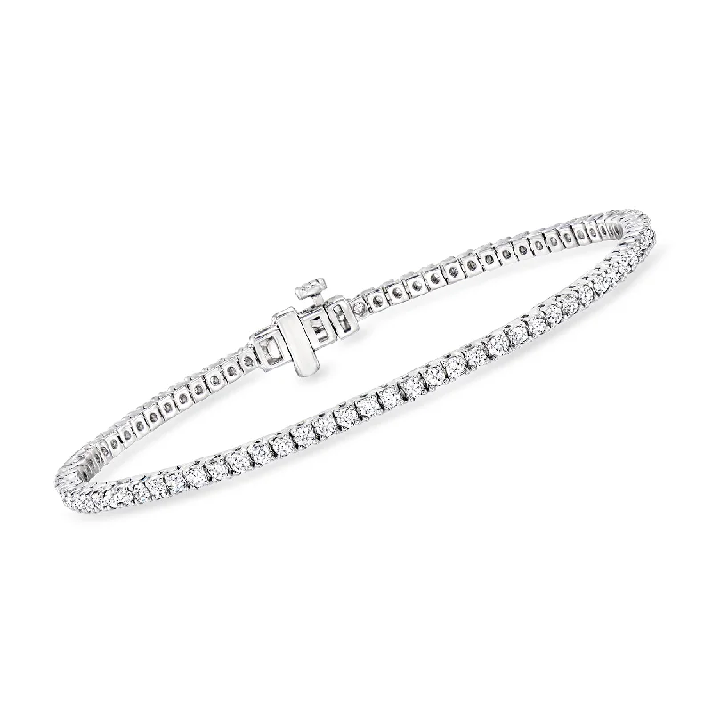 bracelets with lock charm -Ross-Simons Lab-Grown Diamond Tennis Bracelet in Sterling Silver